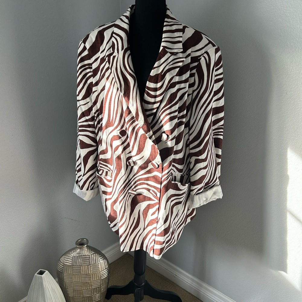 Oversized plus size Zebra Print Blazer